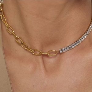 Gold Plated Half Crystal Choker Necklace